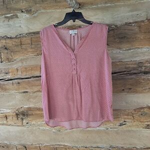 3/$12 Grand & Greene Red & Navy Print Sleeveless Rayon Shirt Size XL